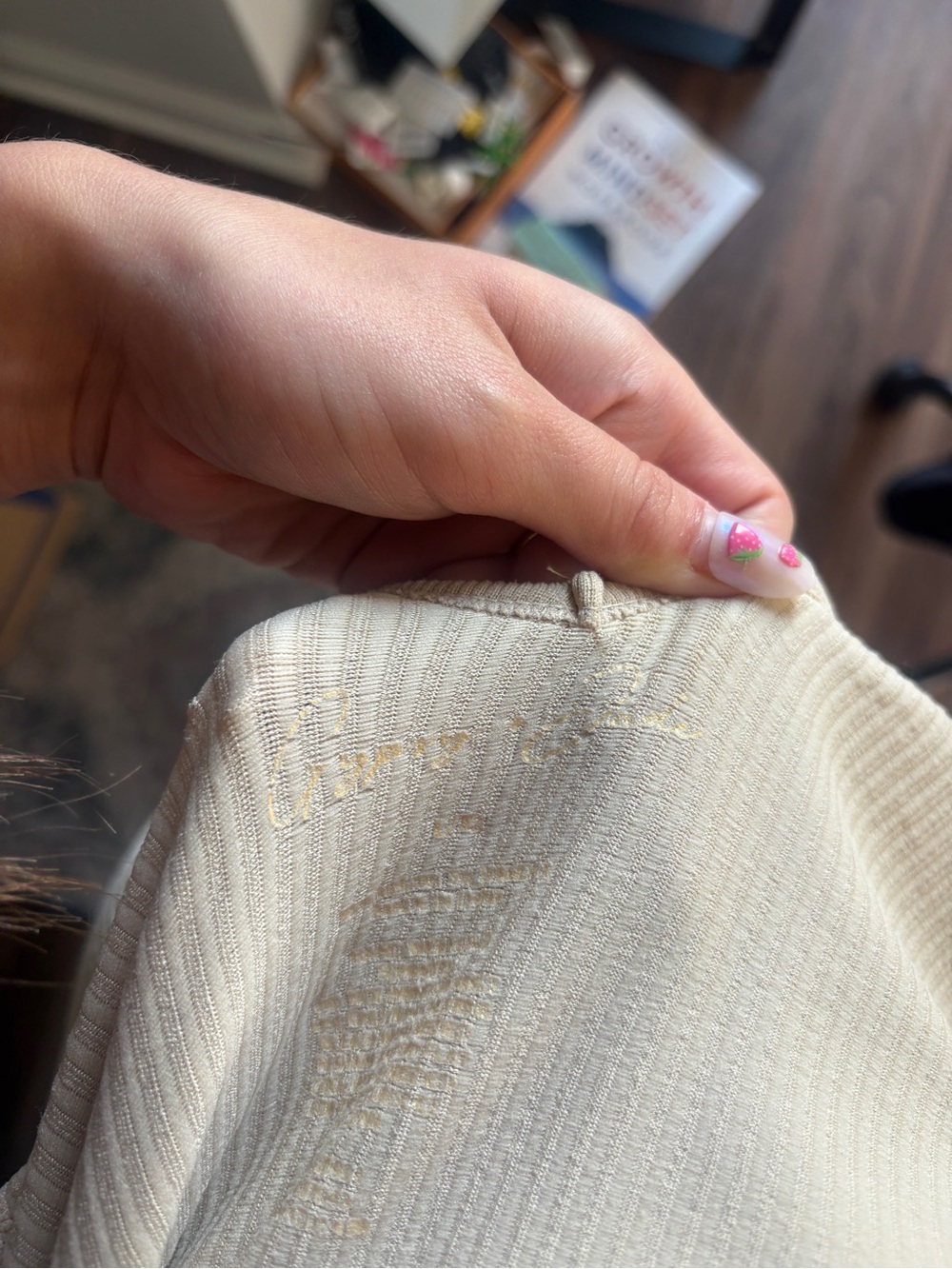 Beige Ribbed V-Neck Tank Body Suit - Picture 2 of 2